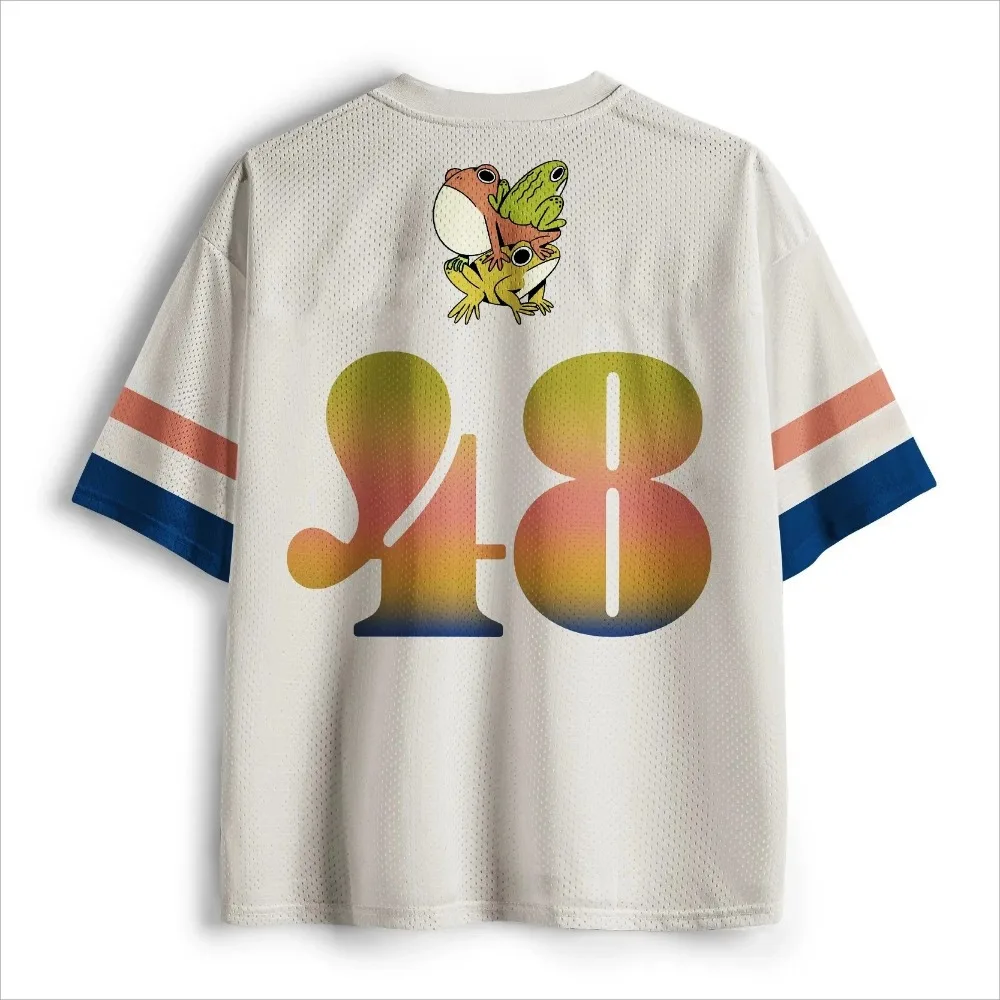 Sommermode Neues Design Japanischer Spaßfrosch 3D-Druck Herren Damen V-Ausschnitt Sport-T-Shirt Atmungsaktive Street Y2K Familienkleidung – Detail 3