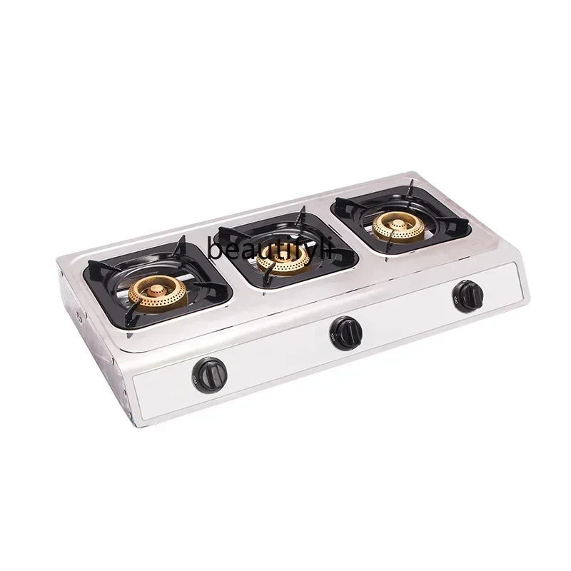 smt61 Stainless steel three-eye gas stove outlet desktop liquefied gas gas stove kitchen utensils commercial