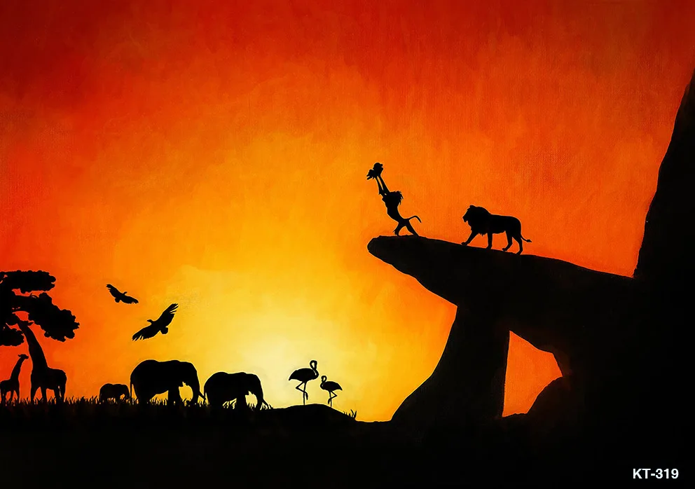 Simba latar belakang raja singa untuk fotografi Studio foto latar belakang pesta ulang tahun Safari hutan daun hijau anak laki-laki