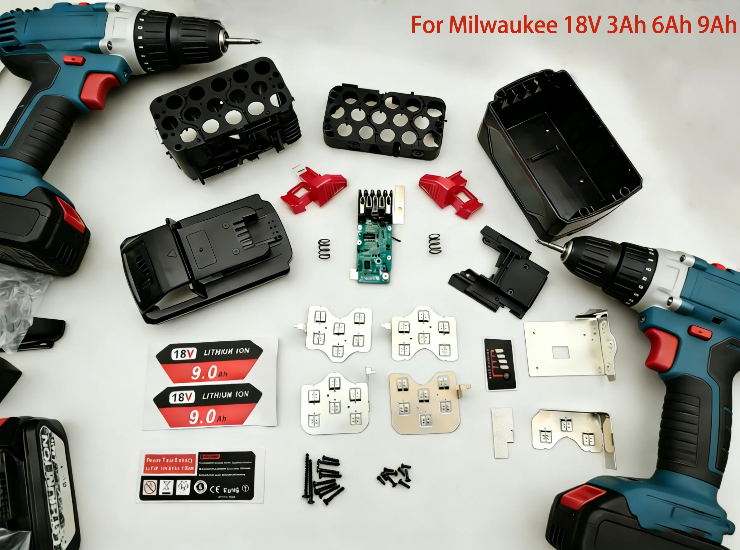 

PCB Charging Protection Circuit Board M18 Li-ion Battery Plastic Case Shell For Milwaukee 18V 3Ah 6Ah 9Ah Housings Sticker Label