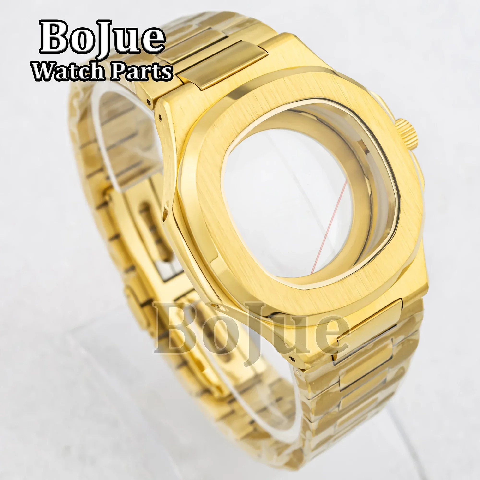41mm Gold Watch Case Band Bracelet Parts Sapphire Glass For Modified Nautilus Seiko NH35 NH36 NH38 Movement Waterproof Steel