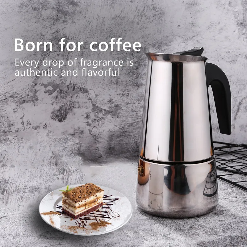 Induction Coffee Pots Espresso Maker Stainless Steel Stovetop Coffee Moka Pot Coffee Maker Pot Suitable for Home Camping