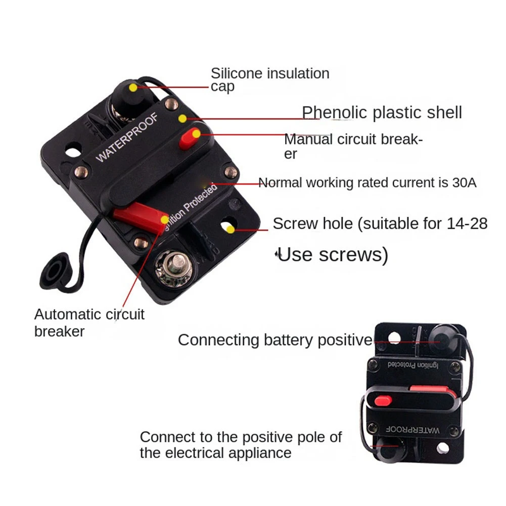 N18R أمبير قطاع دارة فيوز إعادة تعيين 12-24 فولت تيار مستمر سيارة قارب السيارات مقاوم للماء فيوز صندوق فيوزات سيارة الصمامات
