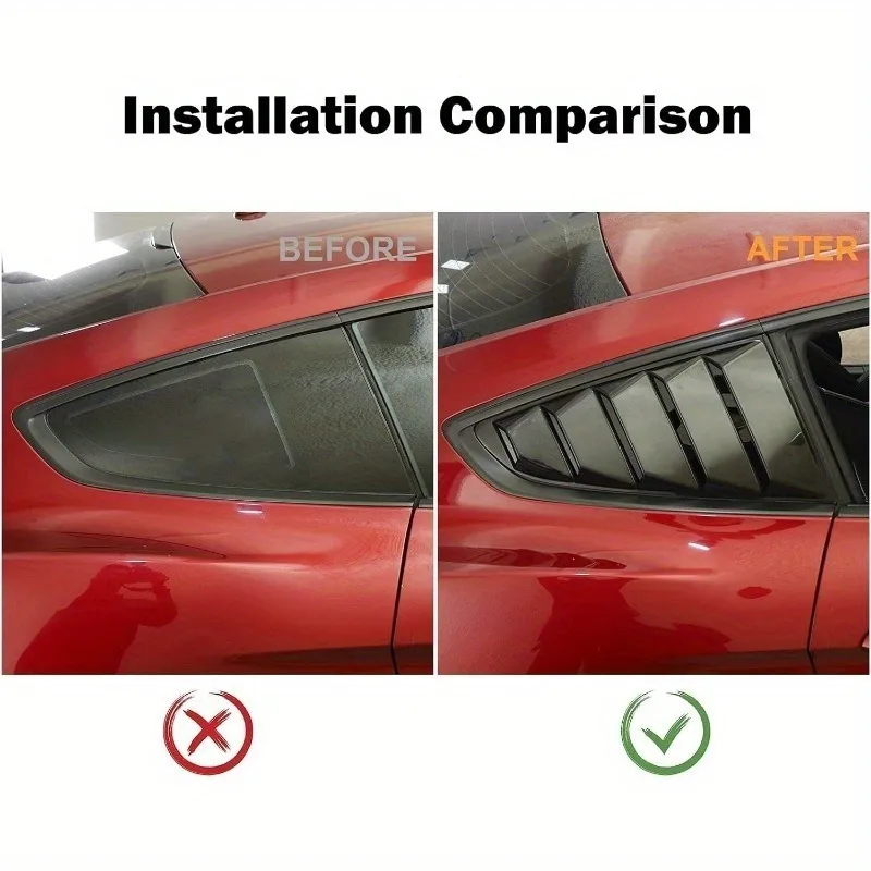 2 PCS Car Side ABS Deflector Vent Window Louver Side Scoop Louver Cover Trim Sticker Fit For Ford Mustang 2015 2016 2017 2018