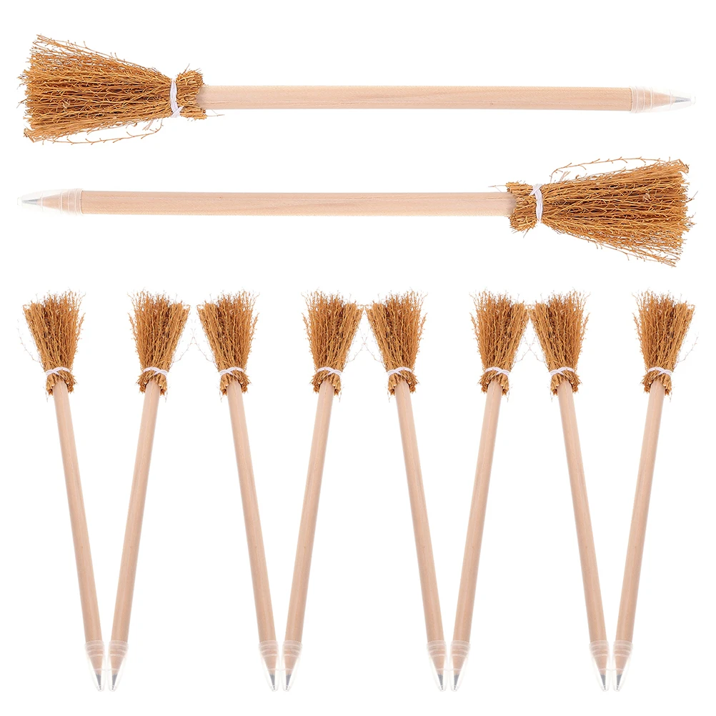 

12pcs Broom Pencils 20 5cm Wooden Halloween Witch Broom Pencils Party Supplies Personalized Name Pens Kids Adult Favor