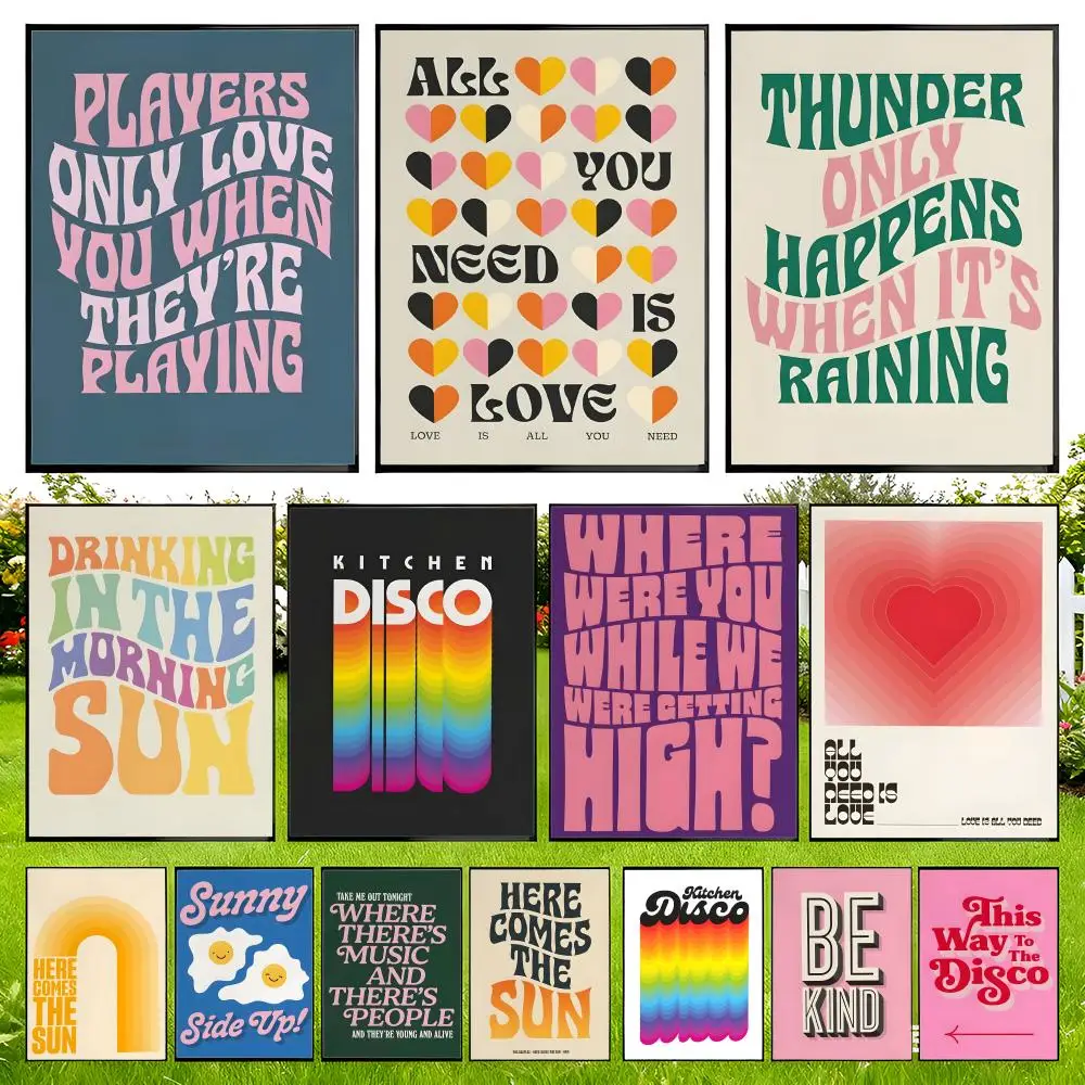 

Minimalism Music Typography ArT Poster Easy to Install Self Adhesive HD Wall Decor Waterproof Tear Resistant Home Bedroom Perfec