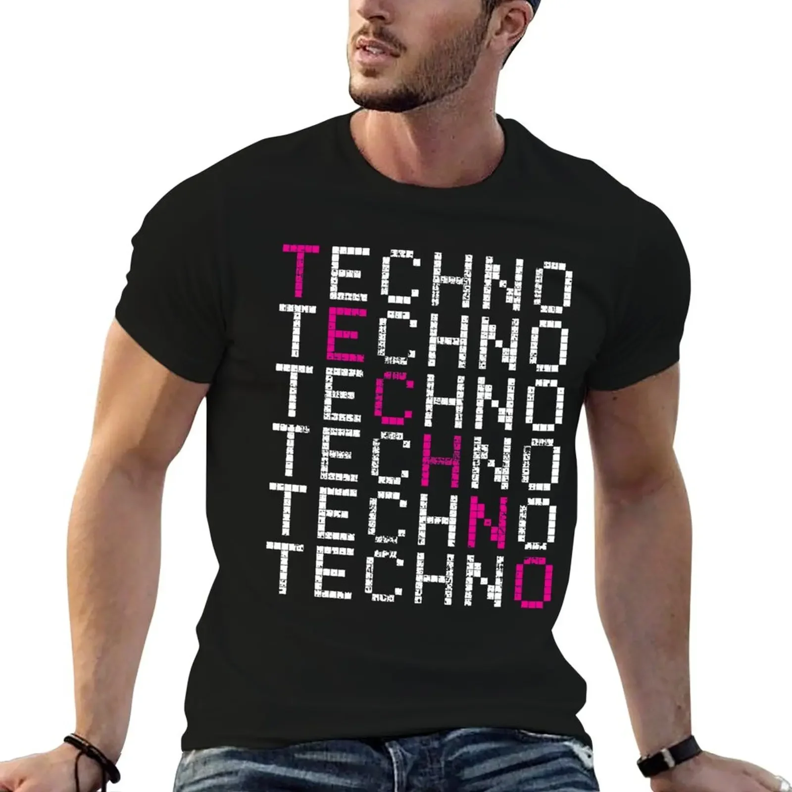 TECHNO T-Shirt korean fashion basketball graphic tees shirts men