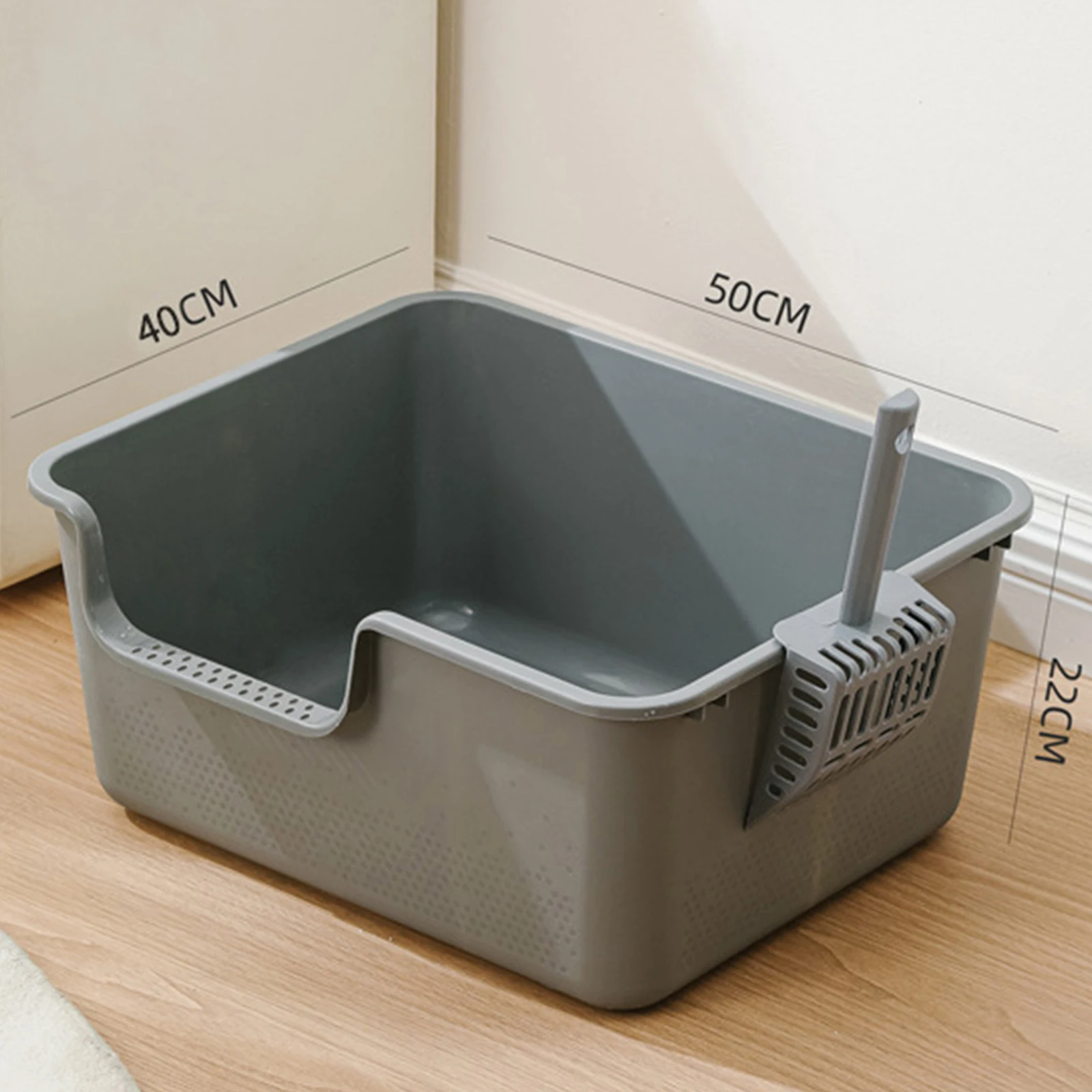 Semi Enclosed Cat Litter Box with High Side  Large Capacity Anti-Splashing Kitten Toilet Tray Cat Litter Basin Pet Supplies