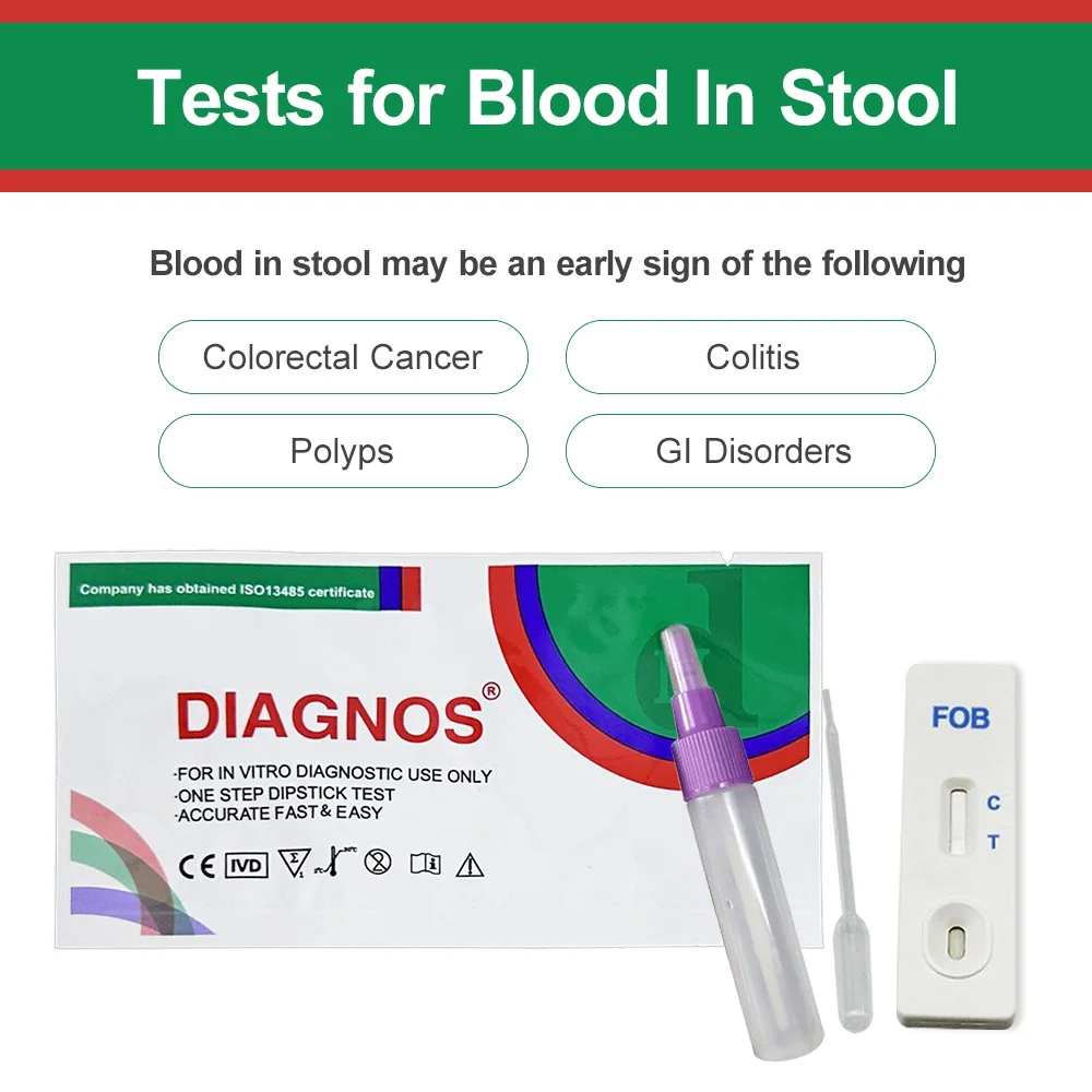 Fecal Occult Blood Test, Colorectal Cancer Screening Test 2 Tests FOB Test for Home Result in 10 Minutes Occult Blood Stool Test