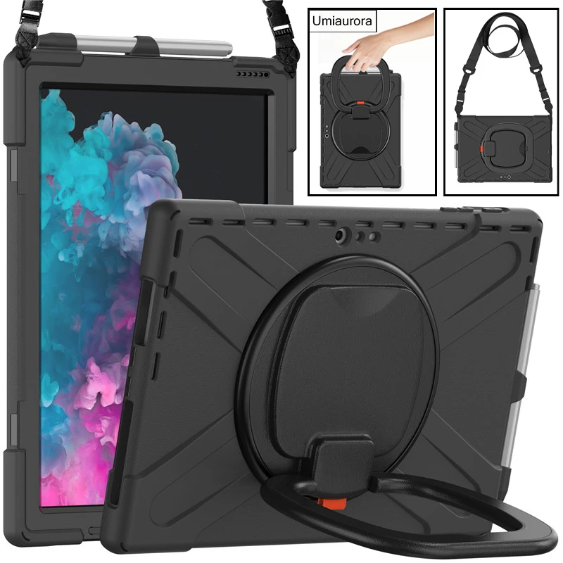 For Microsoft Surface Go 1 2 3 10.5 Pro X Pro 4 5 6 7 12.3 inch Tablet Case 360 Rotating Pull Ring Stand Shockproof Rugged Cover