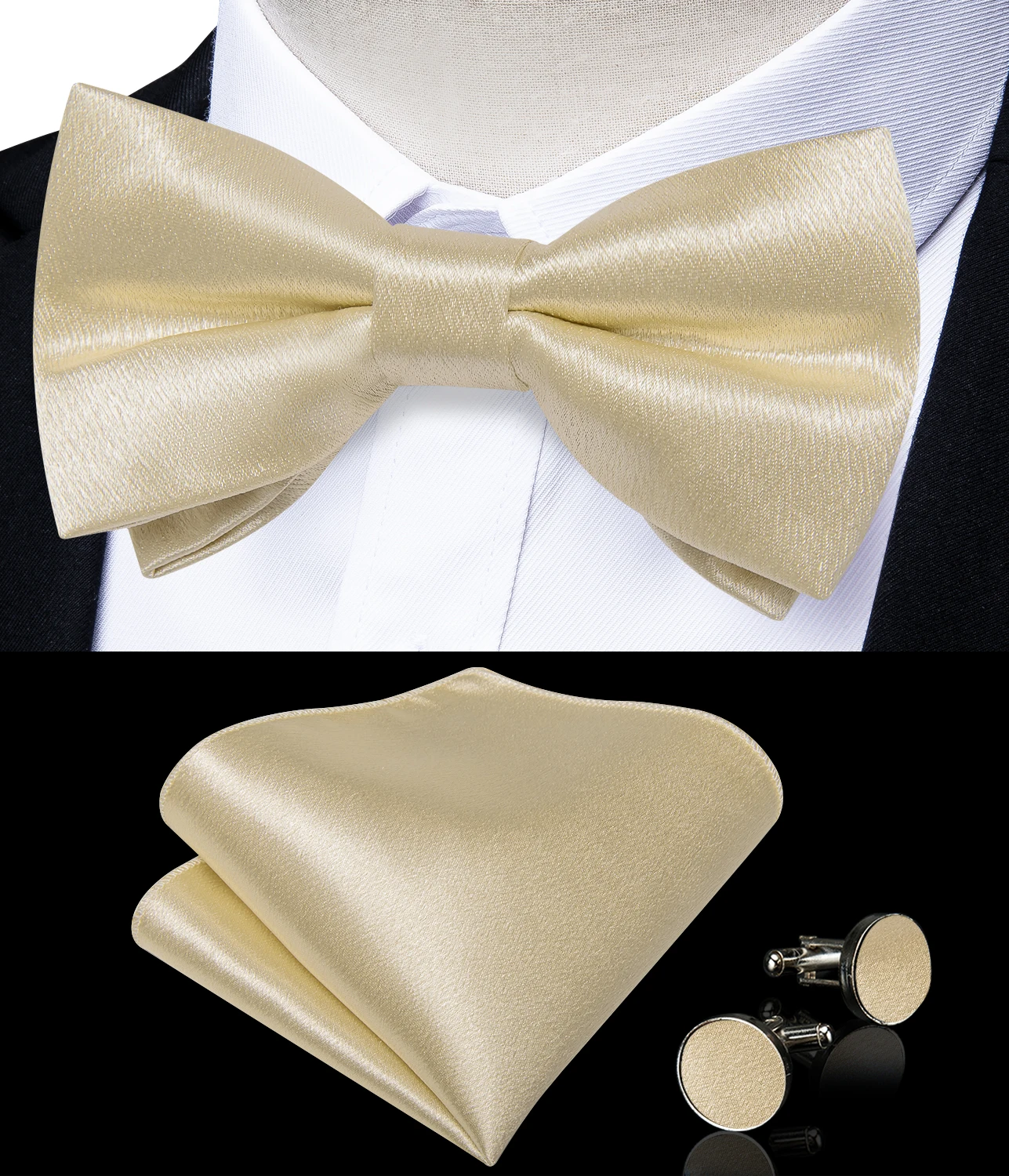 Men's Formal Bow Tie Set with Pocket Square & Cufflinks –Multiple Patterns Good Gift for Weddings, Parties and Special Occasions