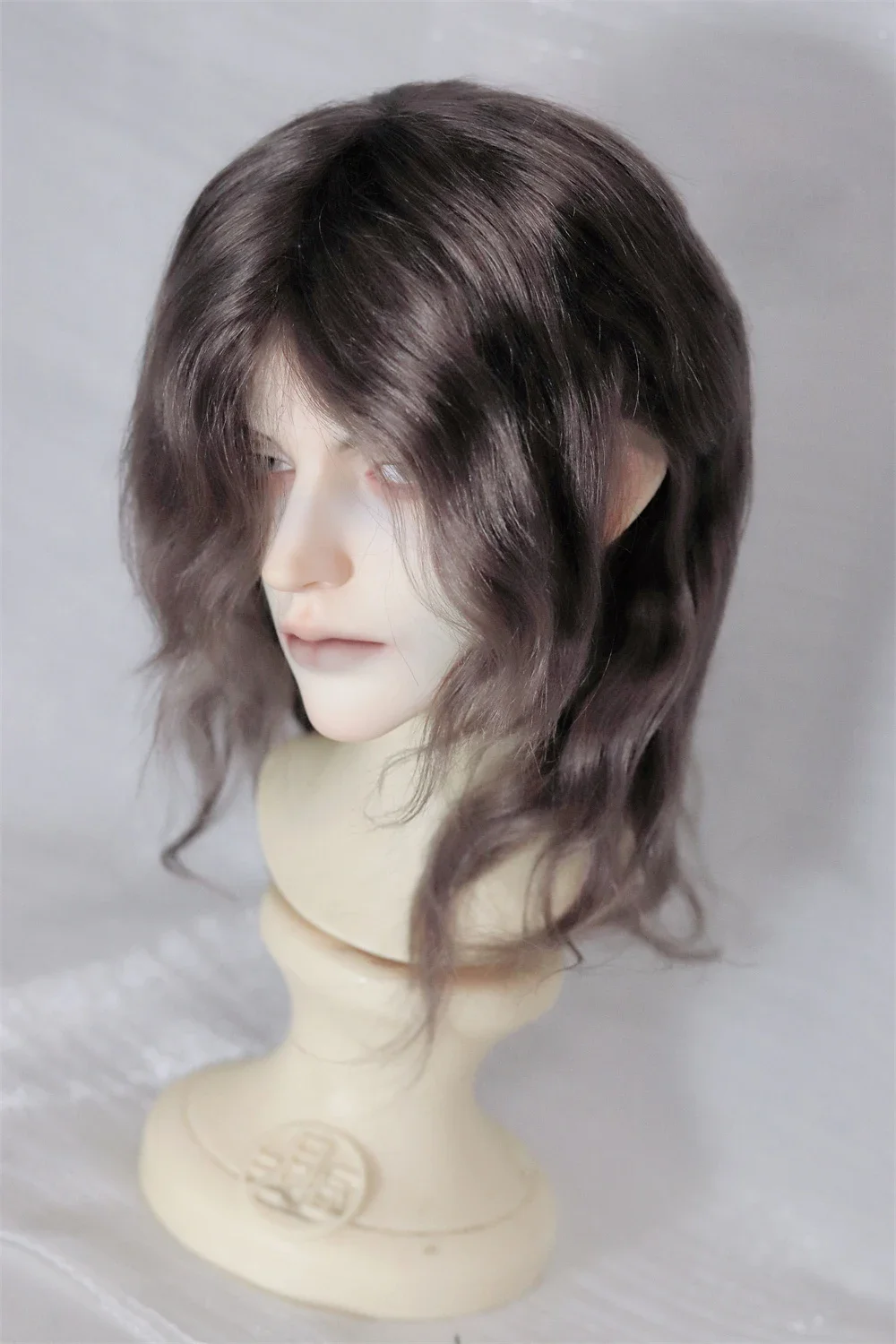 （Customize 30 Days） BJD DD SD MSD 1/4 1/3 doll's Accessoriess wig mohair Medium long curly hair silver whit（1point）