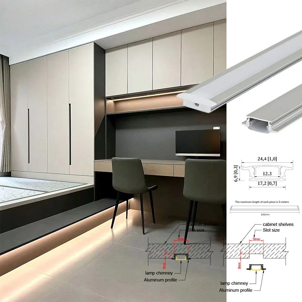 17x7mm 2 szt. 0.5m z wbudowanym profilem taśma aluminiowa LED do szafek szafy szafki na wino regały