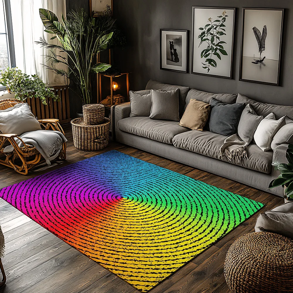 

Tuniu Радужный градиент с абстрактным геометрическим рисунком, нескользящий домашний напольный коврик для гостиной, спальни