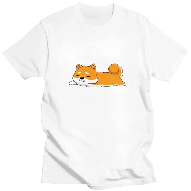 الفكاهة لي، أنا لست كسول! تي شيرت Shiba Inu Lady تي شيرت عصري برقبة دائرية وأكمام قصيرة للكلاب تي شيرت كسول مناسب ملابس قطنية