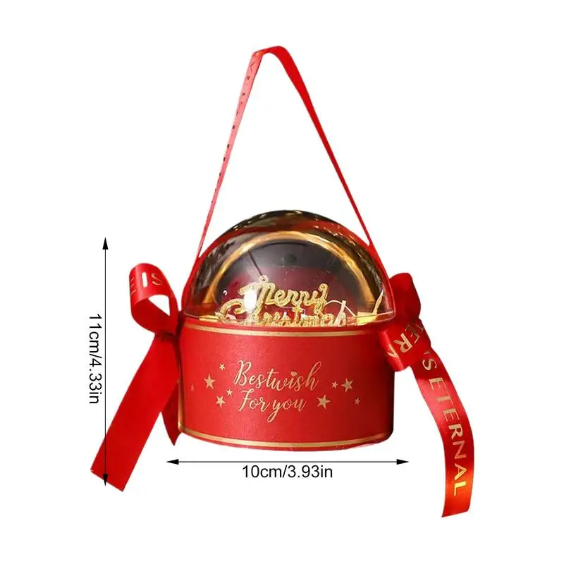 Kerst Goody Boxes 3D Holiday Goodie Boxes Ronde Kerst Papieren Dozen Duidelijke Holiday Goodie Boxen Met Strik Voor School