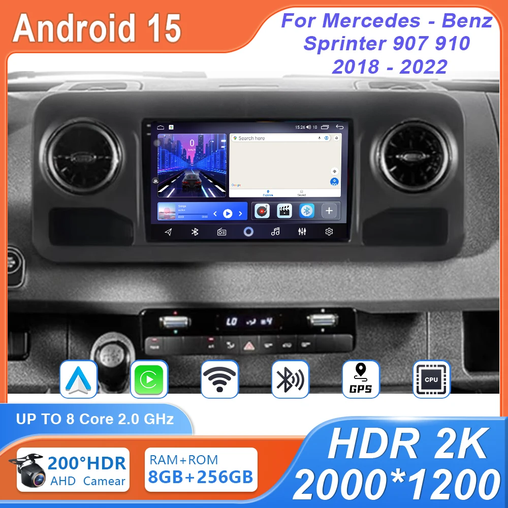 

Android авто радио GPS мультимедийный плеер головное устройство Carplay для Mercedes Benz Sprinter 907 910 2018-2022 Поддержка рулевого управления
