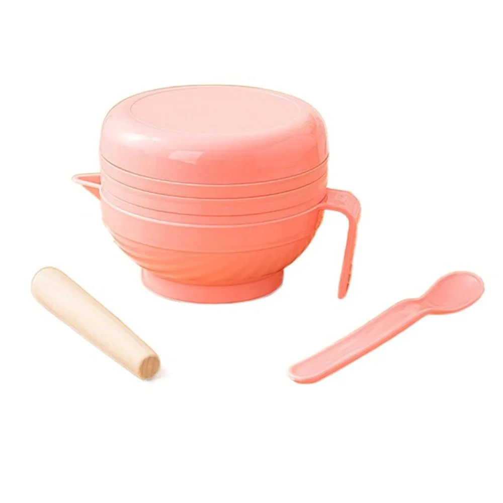 

7Pcs Portable Food Grinding Bowl Set Stackable Citrus Juicer Baby Manual Grinder Kit with Grinding Rod Easy To Use