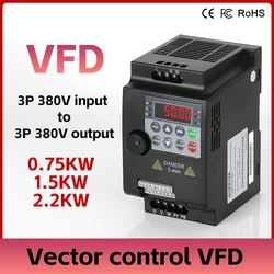 0.75KW/1.5KW/2.2KW 1/2/3HP 380V VFD Economical Variable Frequency Drive Converter Motor Speed Vector Control Small Inverter