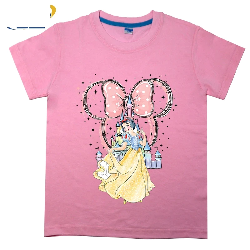 

Disney Snow White printed children's clothing kids T-shirt pure cotton short-sleeved casual tops cartoon clothing for girls