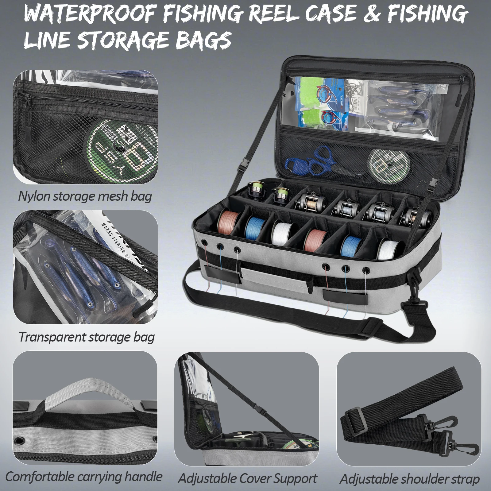 Estuche portacarretes THKFISH – Organizador ajustable multibolsillos - imagen 4