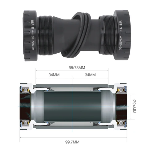 Imagen 2 del producto MEROCA soporte inferior de bicicleta 68/73MM soporte inferior roscado rodamiento de bicicleta de montaña rodamiento sellado bielas BB Accesorios