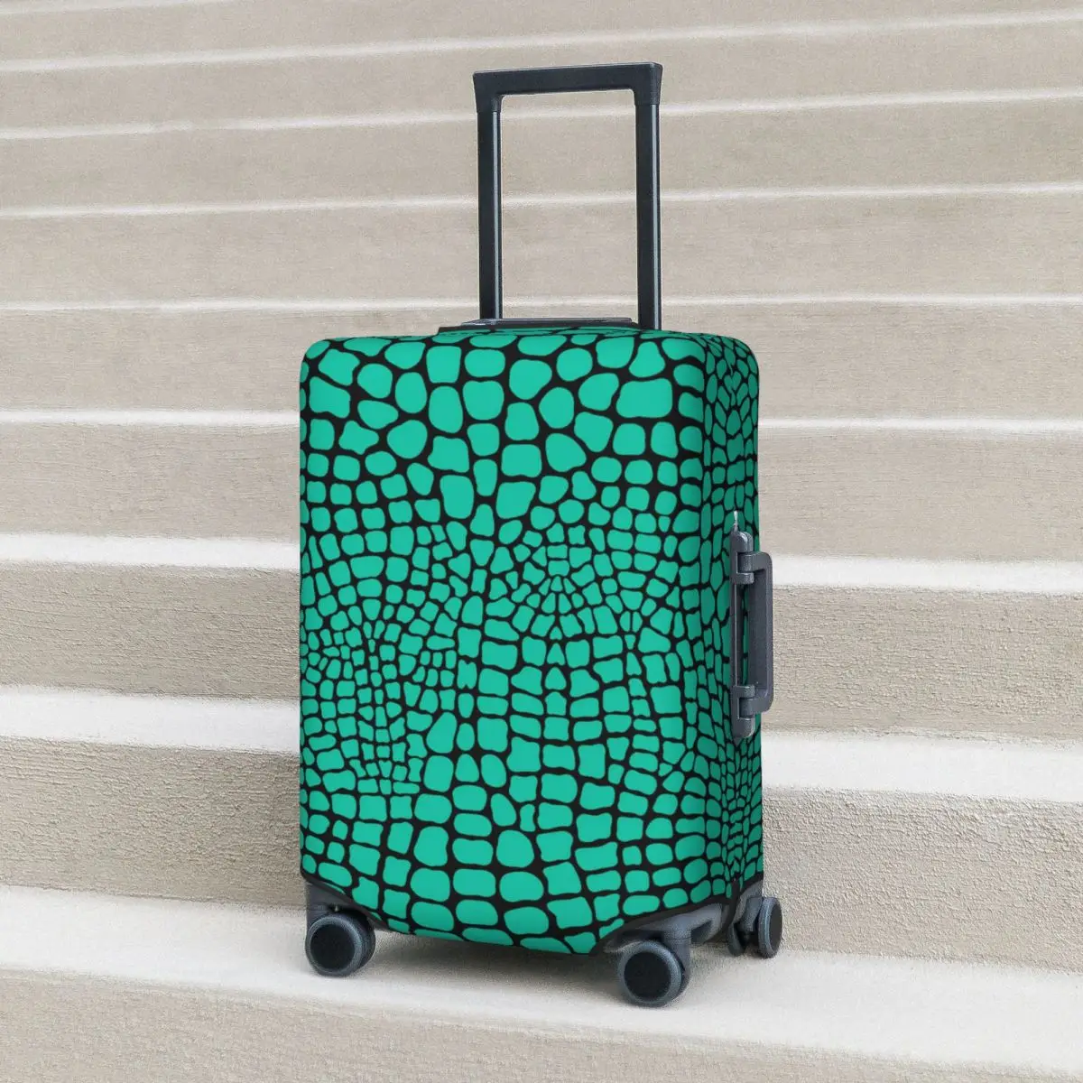 

Snakeskin Suitcase Cover Green Skin Print Business Protection Holiday Elastic Luggage Supplies