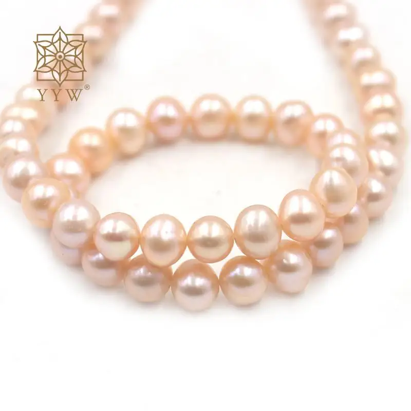 Slightly Round Natural Freshwater Orange Pink Pearl 4mm 6mm 8mm 10mm 11mm 12mm Loose Beads For Women Needlework Jewelry Making