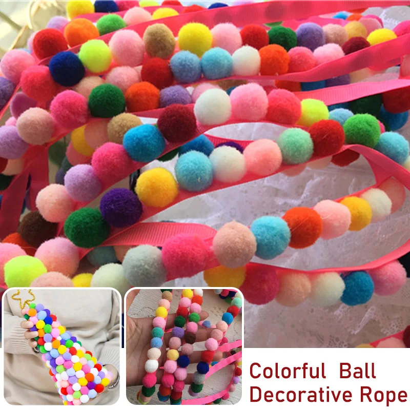 

1/3/5M Colorful Pompom Trim Pom Pom Decoration Tassel Ball Fringe Ribbon Lace Fabric Sewing Accessories DIY Crafts Material