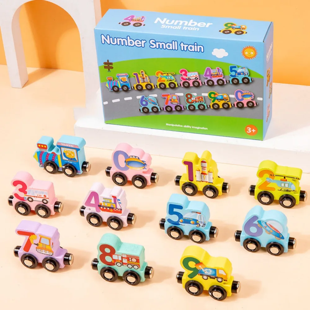 

Магнитный деревянный поезд с цифрами/животами, игрушки с фруктами/динозавром, математические упражнения по эксплуатации, набор поездов с цифрами Монтессори