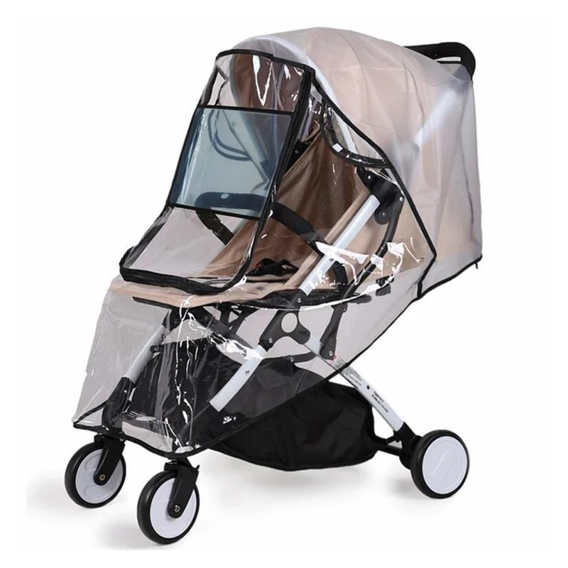 Baby Stroller Waterproof Rain Cover Pushchairs Raincoat Transparent Wind Dust Shield Zipper Baby Stroller Accessories