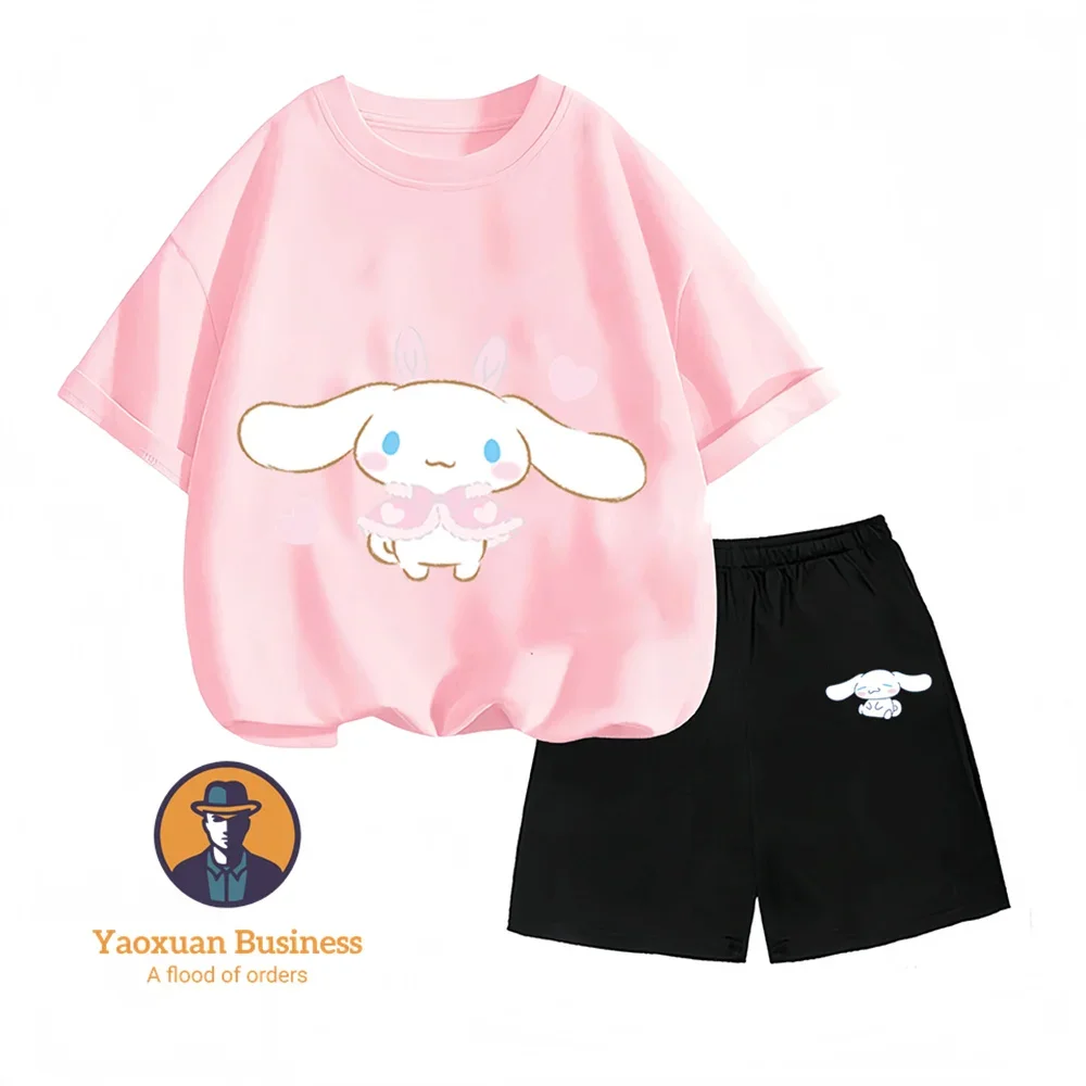 2026 Set Due Pezzi Estivo in Cotone con Zip e Stampa Cartoon My Melody di Sanrio Company Ltd per Bambini 2-14 Anni, Moda Bambino e Bambina