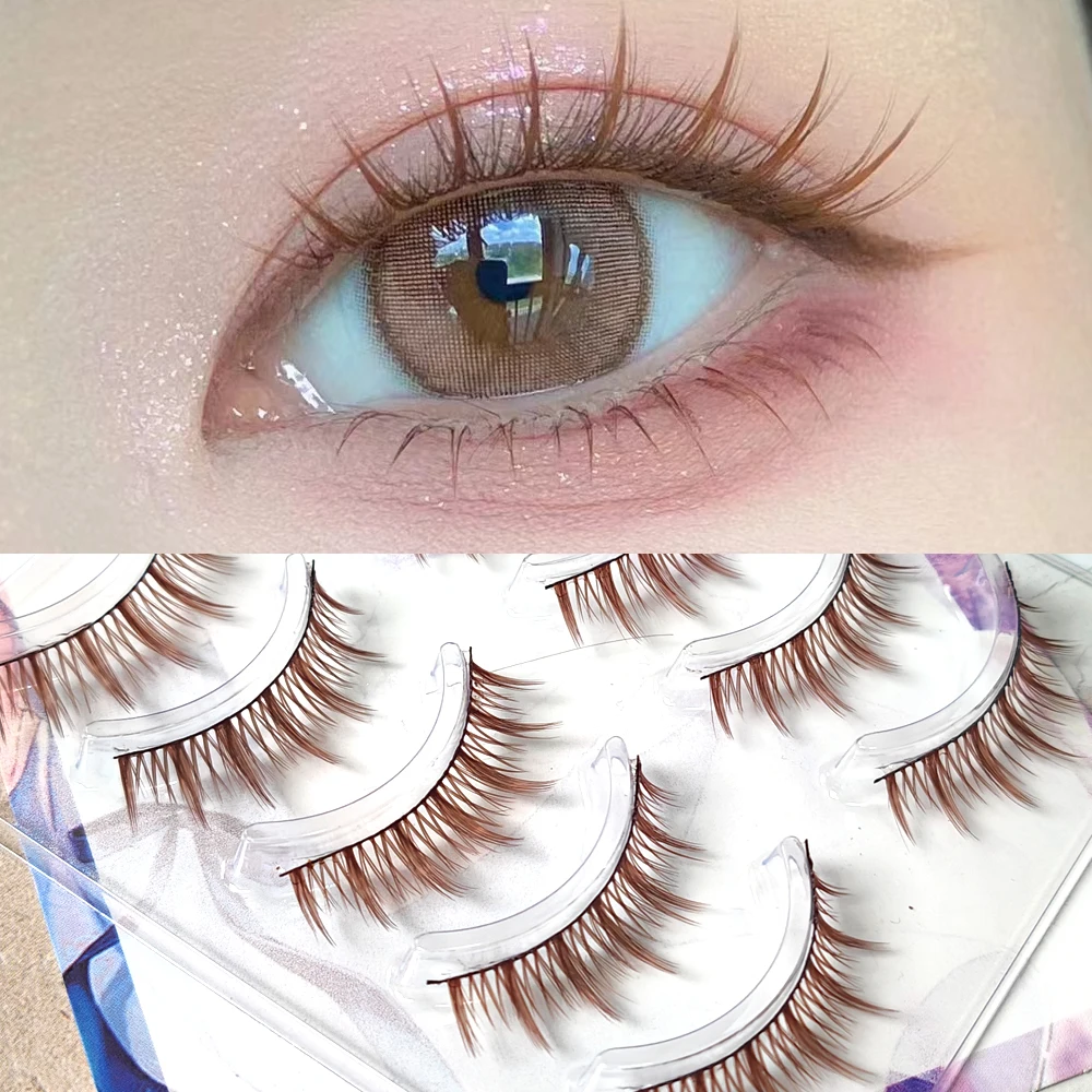 Colori marroni Natural Thick look Fairy ciglia finte ciglia fatte a mano Extension rejuuble Japanese Cosplay Anime Eyelash