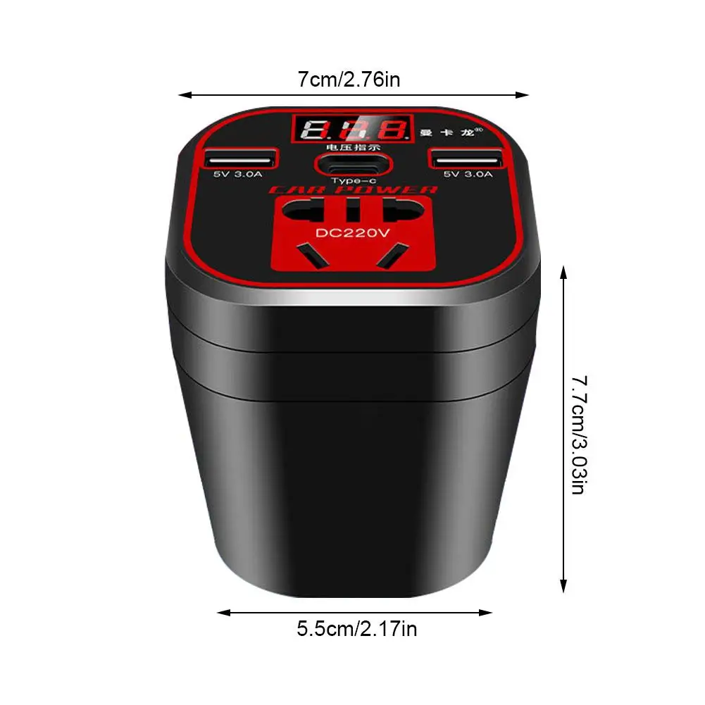 Inverter di alimentazione per auto 12V/24V DC1 10V-220V convertitore USB 3.0 porta di ricarica Smart Led Display presa caricabatterie accessori per