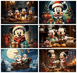 Disney Winter Christmas Mickey Minnie Photography Backdrop Happy Birthday Baby Shower Banner Customize Background Props