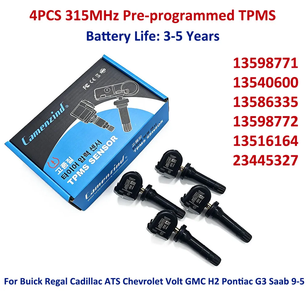TPMS Tire Pressure Sensor 315Mhz 13598771 13598772 13540600 For Buick Regal Cadillac ATS Chevrolet Volt H2 Pontiac G3 Saab 9-5