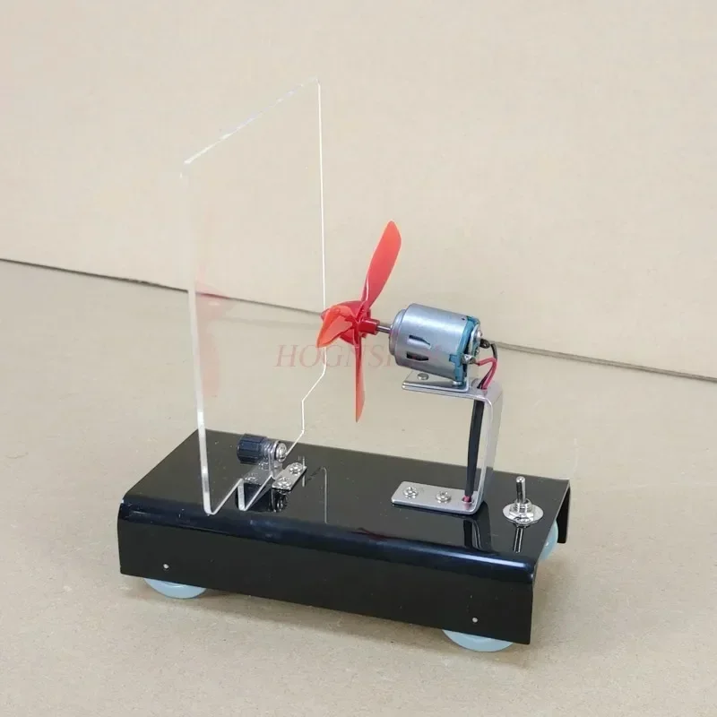 Action force and reaction force Wind trolley Recoil propeller Air recoil dynamic science and physics experiment