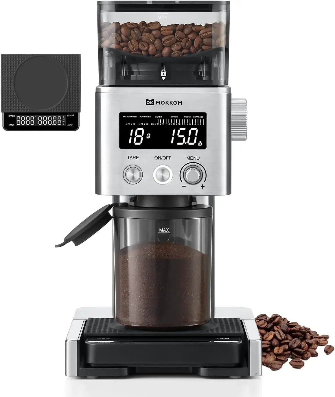 BestsellerConical Burr Coffee Grinder with Detachable Scale Anti Static Electric Coffee Bean Grinder 31 Grind Settings for Espre