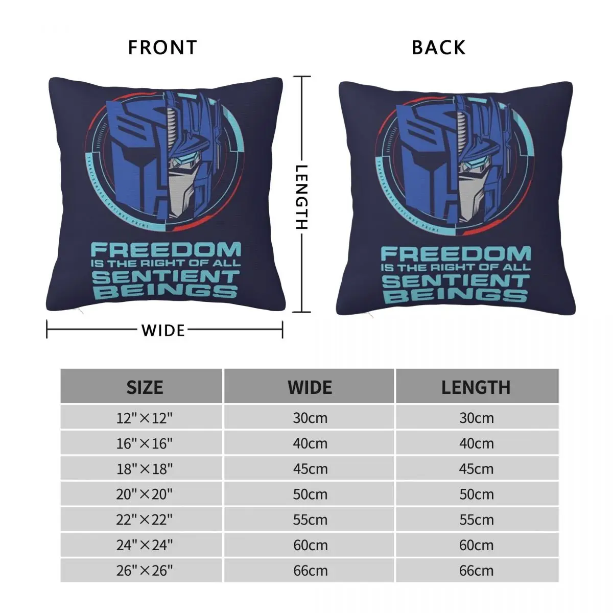 Optimus Prime Square Pillowcase Pillow Cover Polyester Cushion Decor Comfort Throw Pillow for Home Sofa