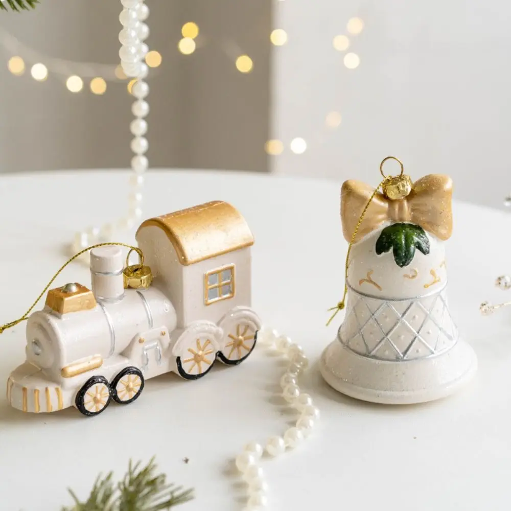Snowman House Christmas Ceramic House Pendant Home Decor Scene Layout Christmas Tree Charms Gifts Ceramic Crafts