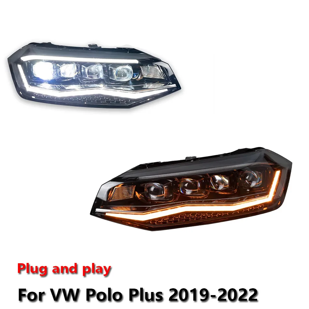 

Car LED Upgrade Headlight Accessories For VW Polo Plus 2019-2022 DRL Brake Turn Signal Lamp Plug and Play