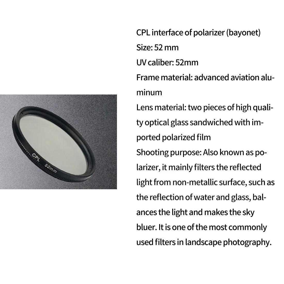 Zirkularpolarisierender CPL-Filter 37mm 52mm 58mm Fotografie für Canon Nikon Sony Kameraobjektiv – Detail 7