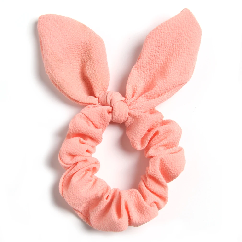 Furling Girl 1PC Solid Color Rabbit Ears Polyester Hair Ponytail Holder Hair ties Elastic Hair Bands for Women Hair Accessories