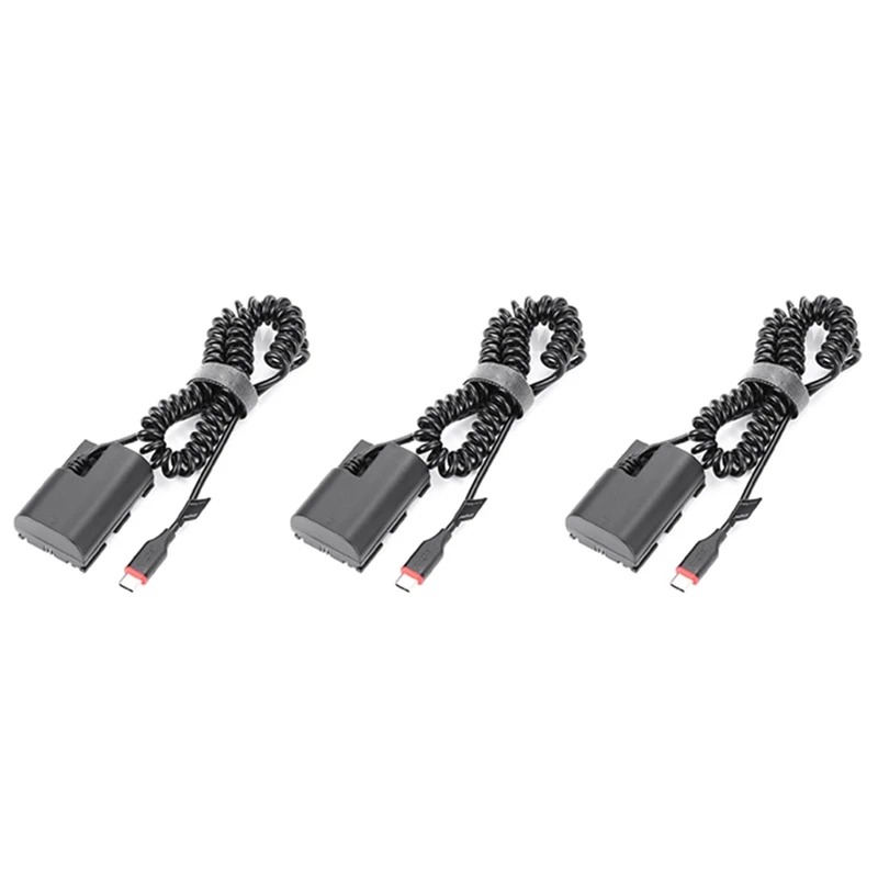 

3X Type-C LP E6 E6N ACK-E6 DR-E6 Dummy Battery&DC Power Bank USB Cable For Canon EOS 6D 7D 60D 70D 80D 90D R R5 R6