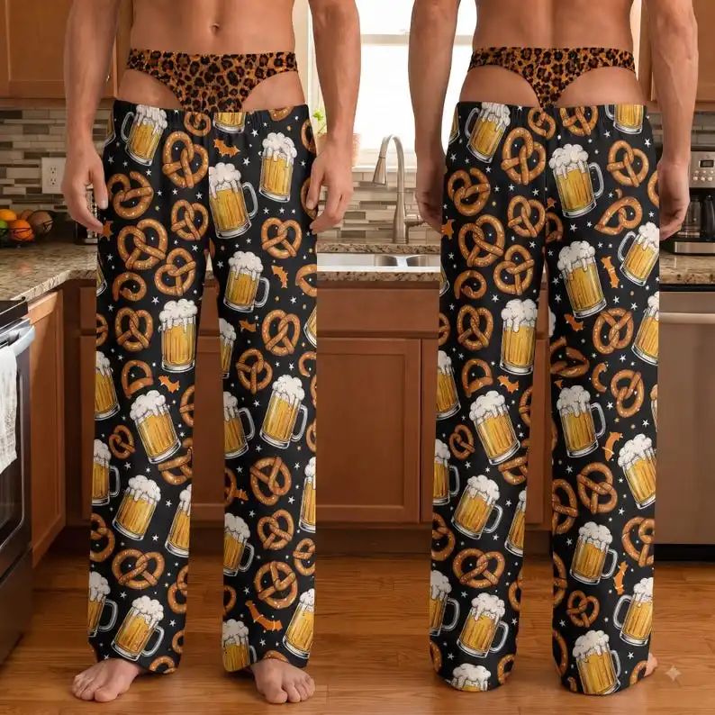 Fun Food Patterns Sports Pants Fake Waistbands Y2K Style Sexy Home Pants Cute Sleepwear Parody Party Costumes Novelty Gag Gift