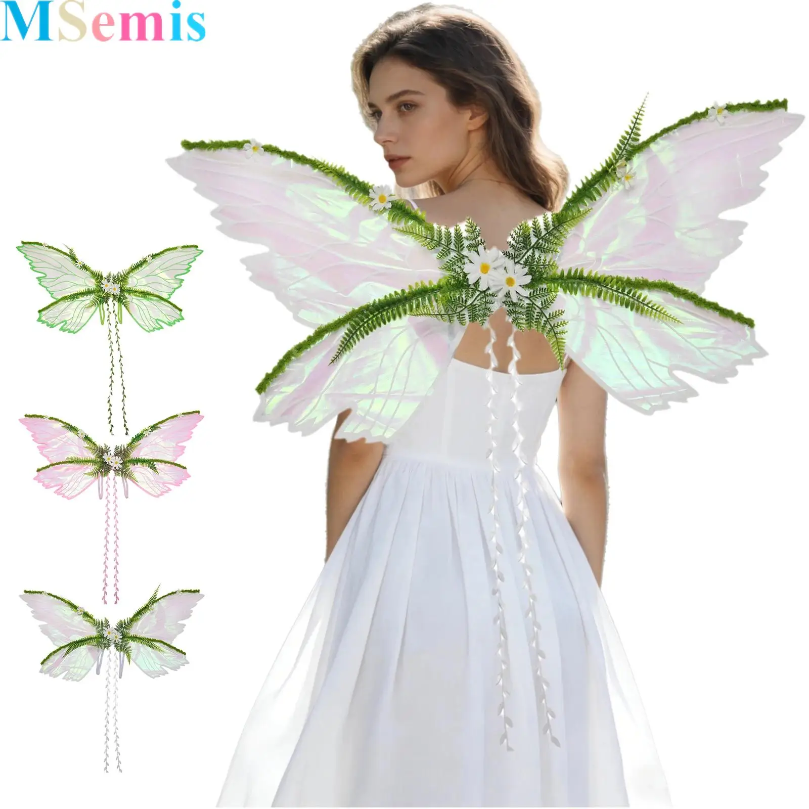 

Fairy Wings with Willow Leaf for Adults Women Butterfly Costume Wings Woodland Elf Fairy for Renaissance Halloween