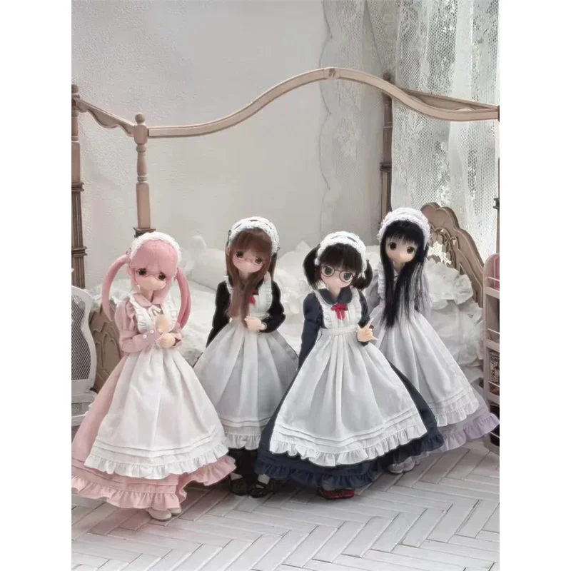 فستان 4-قطعة مجموعة azone/ob22 ملابس دمى أسود أزرق وردي خادمة التفوق متعدد الألوان زي دمى هدايا اكسسوارات