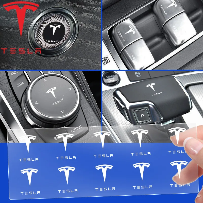 10PCS Car Window Lift Button Steering Wheel Sticker For Tesla Model3 Model S Model X Model Y Roadster Performance Decor