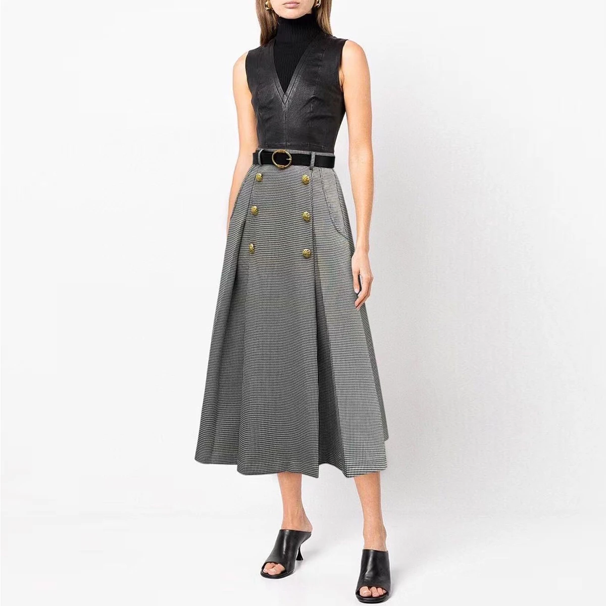 Spot 24 Spring And Summer New High-end Fashion Pop Celebrity Internet Celebrity Versatile A-line Skirt High Quality Skirt Women