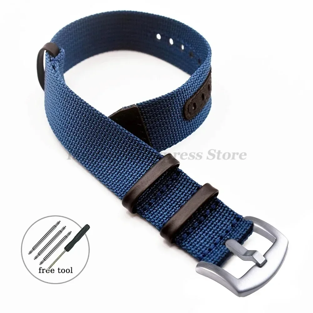 20mm 22mm Horloge Armband voor Seiko voor Rolex Canvas Nylon Patch Lederen Band Horlogeband voor Hamilton voor omega Vervanging Riemen